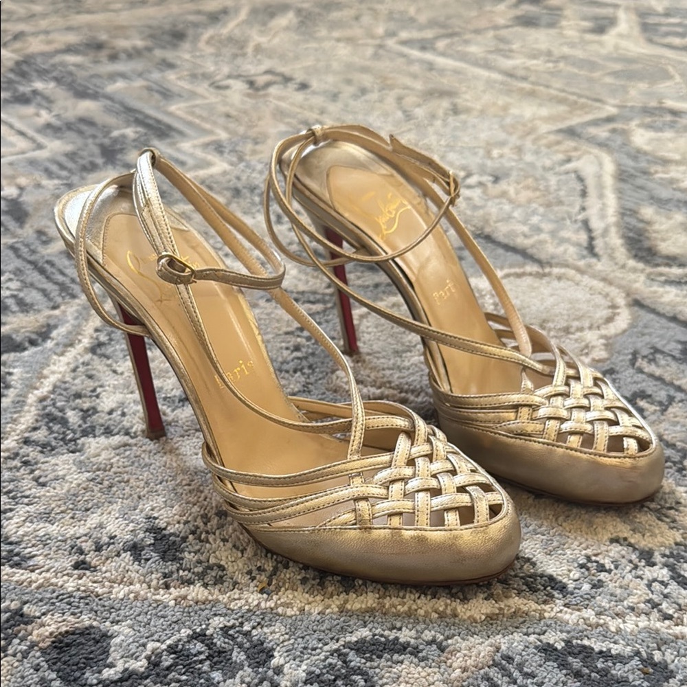 Christian Louboutin Gold Strappy Heels - Old Style